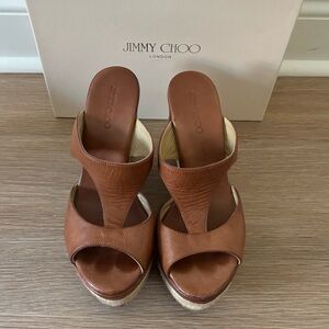 Jimmy Choo Vachetta Leather Wedges
